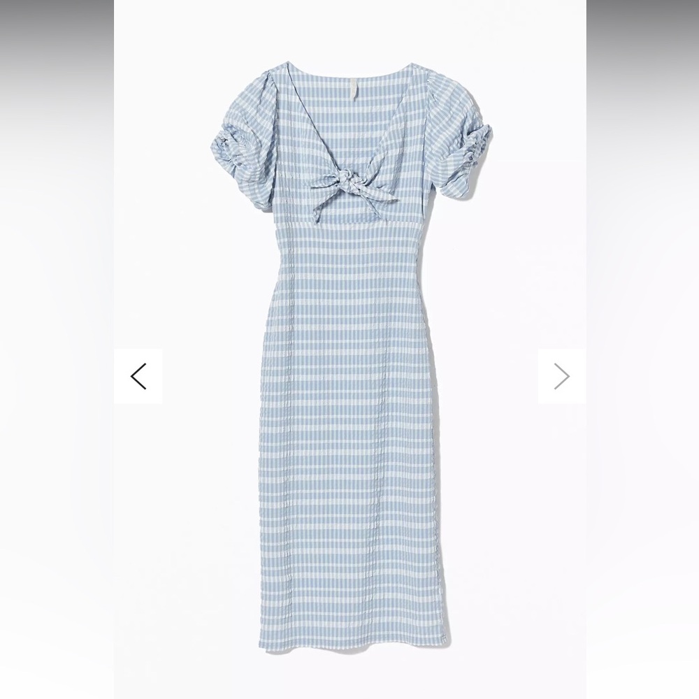 UO Picnic In The Park Crinkle Tie-Front Midi Dress